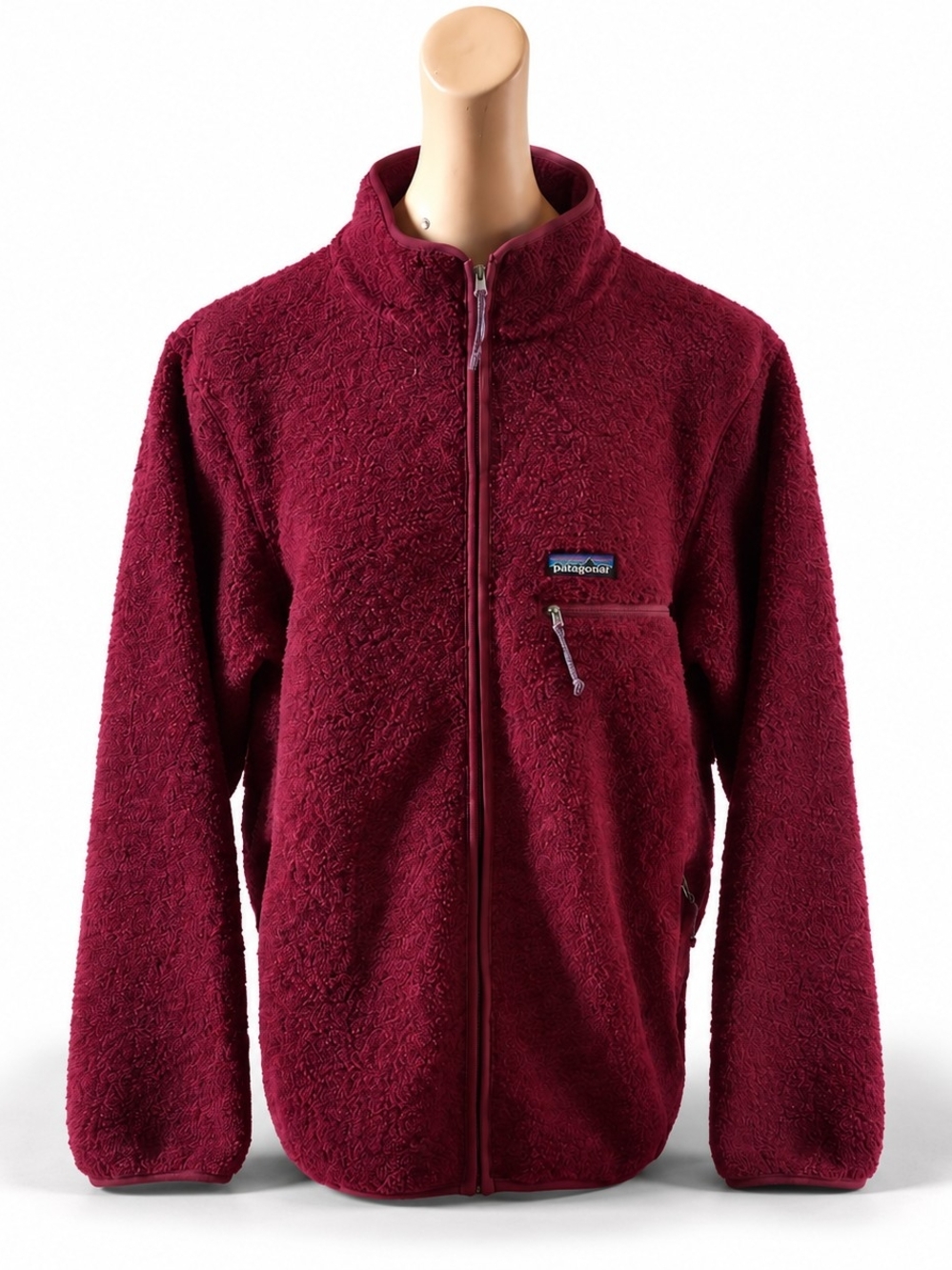Patagonia Burgundy Zip Fleece Jacket - Men's Size, Large.